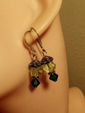 Handcrafted Green Crystal Dangle Earrings